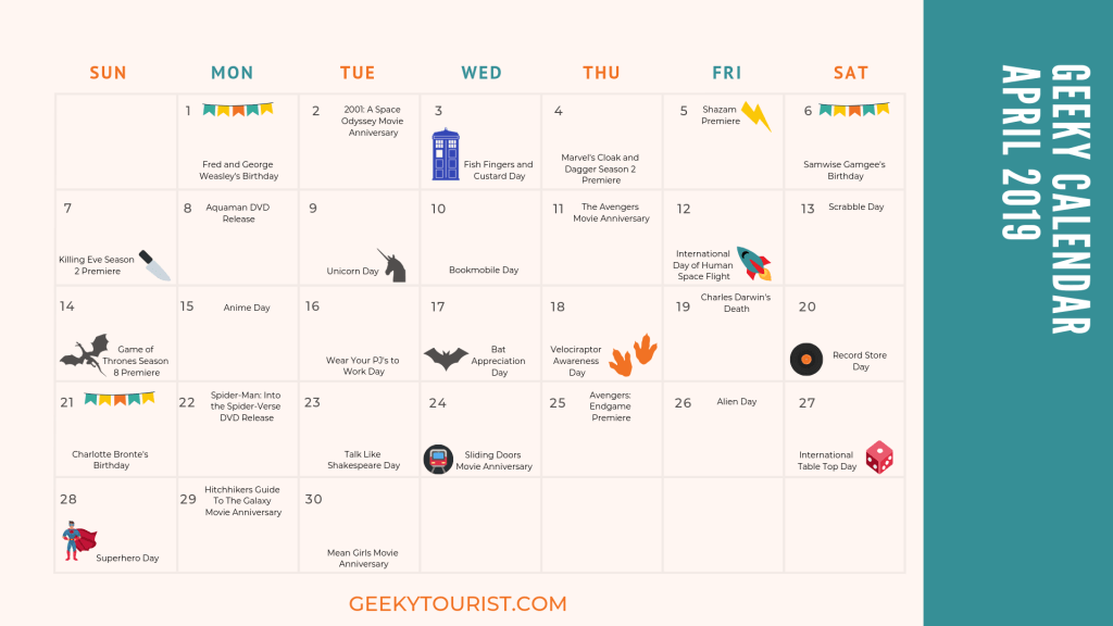 30 Geeky Things to Celebrate in April | Geeky Calendar